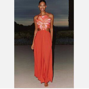 Anthropologie Maaji Boho Sunrise Owen Midi Dress Coral 1X NWT Plus Size 242$